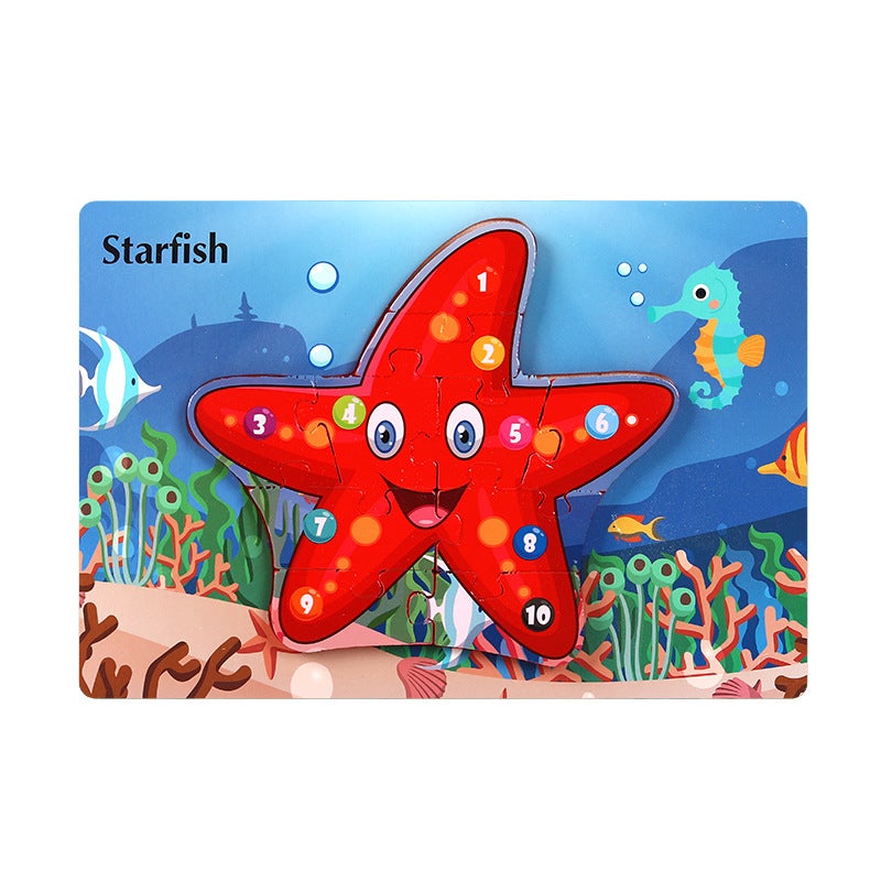 Wooden Animal Traffic Cognitive Cartoon Three-Dimensional Puzzle Toy Early Education Educational Children'S Big Block Matching Toy - Image 1